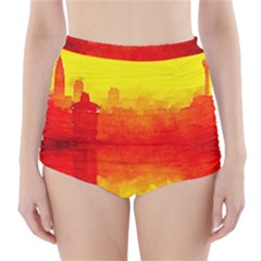 Sun Rise,city,modern Art High-waisted Bikini Bottoms by NouveauDesign