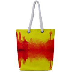 Sun Rise,city,modern Art Full Print Rope Handle Tote (small)