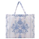 beautiful,pale blue,floral,shabby chic,pattern Zipper Large Tote Bag View1