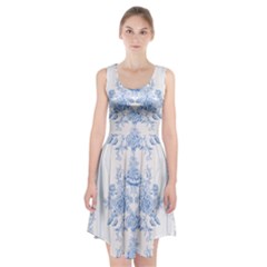 Beautiful,pale Blue,floral,shabby Chic,pattern Racerback Midi Dress