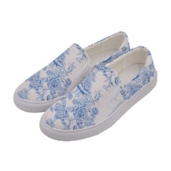 Beautiful,pale Blue,floral,shabby Chic,pattern Women s Canvas Slip Ons