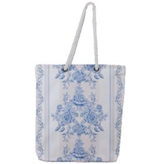 Beautiful,pale Blue,floral,shabby Chic,pattern Full Print Rope Handle Tote (large)