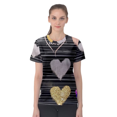 Modern Heart Pattern Women s Sport Mesh Tee by NouveauDesign