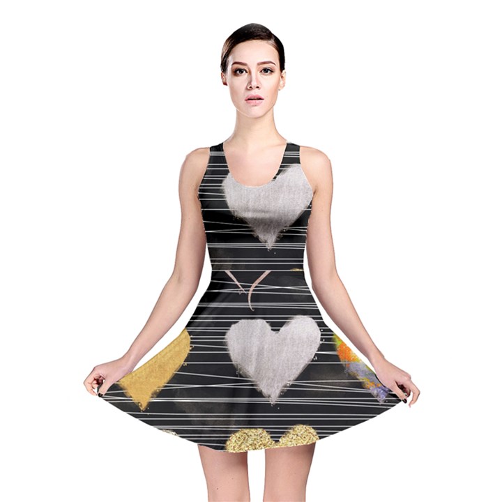 modern heart pattern Reversible Skater Dress