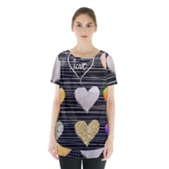 Modern Heart Pattern Skirt Hem Sports Top