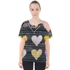 Modern Heart Pattern V-neck Dolman Drape Top