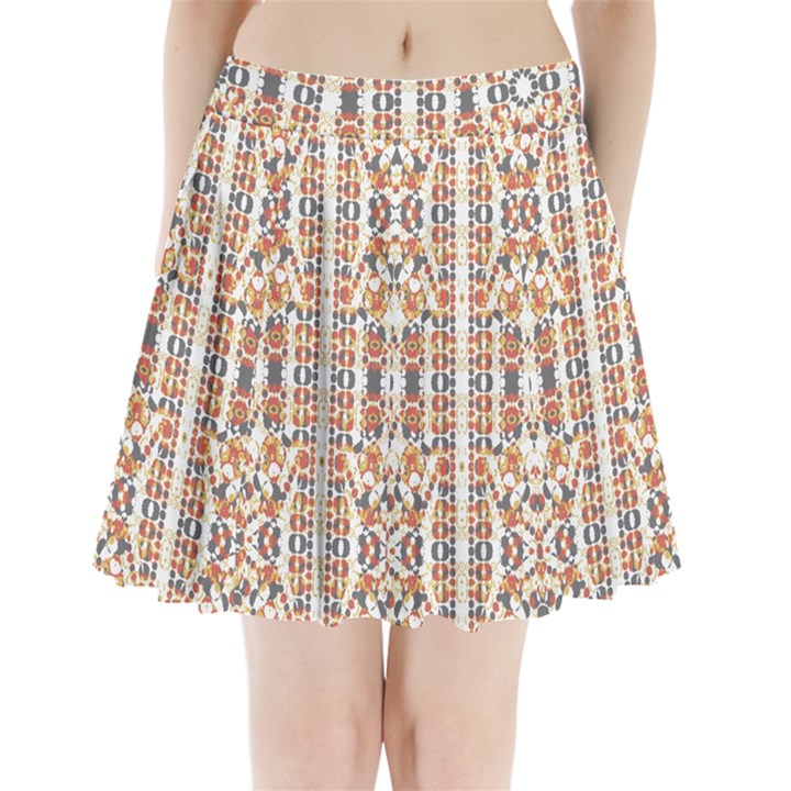 Multicolored Geometric Pattern  Pleated Mini Skirt