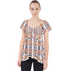 Multicolored Geometric Pattern  Lace Front Dolly Top