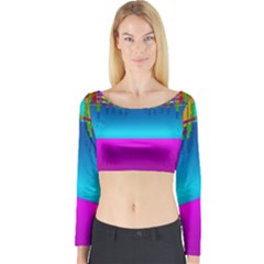 Sky Earth And Star Fall Long Sleeve Crop Top by pepitasart