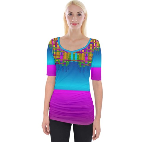 Sky Earth And Star Fall Wide Neckline Tee by pepitasart