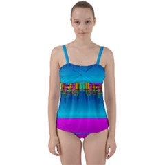 Sky Earth And Star Fall Twist Front Tankini Set by pepitasart