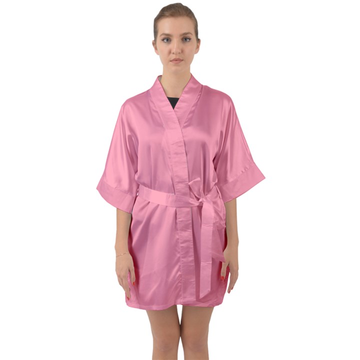 pink 17.a | light pink quarter sleeve kimono robe