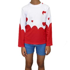 Heart Shape Background Love Kids  Long Sleeve Swimwear by Nexatart