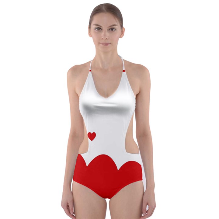 Heart Shape Background Love Cut-Out One Piece Swimsuit