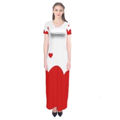 Heart Shape Background Love Short Sleeve Maxi Dress by Nexatart