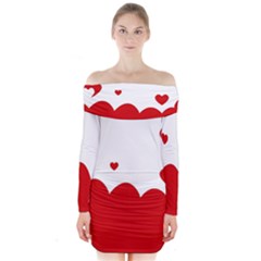 Heart Shape Background Love Long Sleeve Off Shoulder Dress by Nexatart