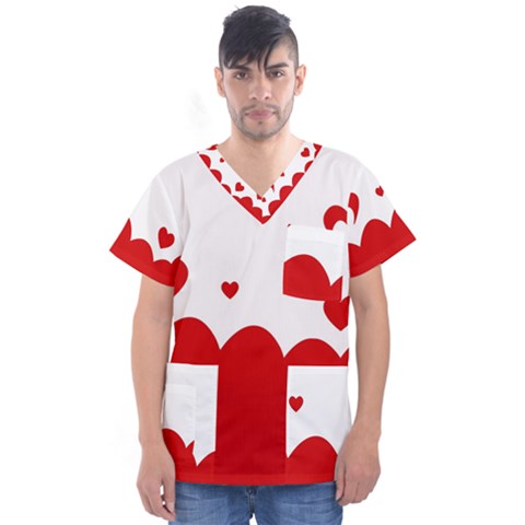 Heart Shape Background Love Men s V-neck Scrub Top by Nexatart