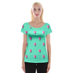 Love Heart Set Seamless Pattern Cap Sleeve Tops by Nexatart