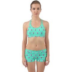 Love Heart Set Seamless Pattern Back Web Sports Bra Set