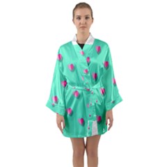 Love Heart Set Seamless Pattern Long Sleeve Kimono Robe