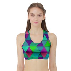 Background Geometric Triangle Sports Bra With Border by Nexatart