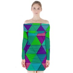 Background Geometric Triangle Long Sleeve Off Shoulder Dress by Nexatart