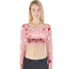 Heart Shape Background Love Long Sleeve Crop Top by Nexatart