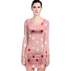 Heart Shape Background Love Long Sleeve Bodycon Dress by Nexatart