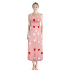 Heart Shape Background Love Button Up Chiffon Maxi Dress by Nexatart