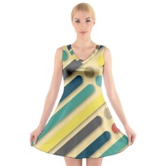 Background Vintage Desktop Color V-neck Sleeveless Skater Dress by Nexatart