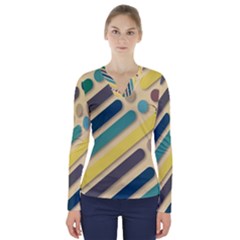 Background Vintage Desktop Color V-neck Long Sleeve Top