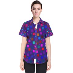 Squares Square Background Abstract Women s Short Sleeve Shirt