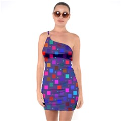 Squares Square Background Abstract One Soulder Bodycon Dress by Nexatart