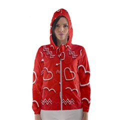 Background Valentine S Day Love Hooded Wind Breaker (women) by Nexatart