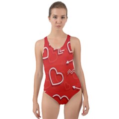 Background Valentine S Day Love Cut-out Back One Piece Swimsuit by Nexatart