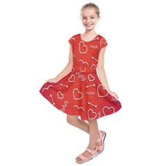 Background Valentine S Day Love Kids  Short Sleeve Dress by Nexatart