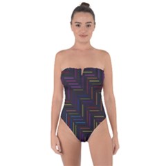 Lines Line Background Tie Back One Piece Swimsuit by Nexatart