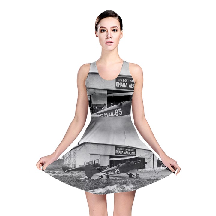 Omaha Airfield Airplain Hangar Reversible Skater Dress