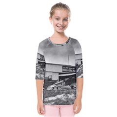 Omaha Airfield Airplain Hangar Kids  Quarter Sleeve Raglan Tee