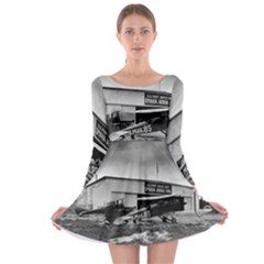 Omaha Airfield Airplain Hangar Long Sleeve Skater Dress