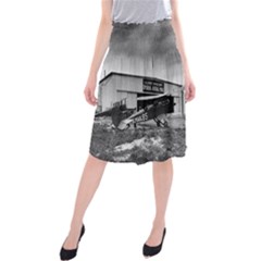 Omaha Airfield Airplain Hangar Midi Beach Skirt