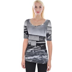 Omaha Airfield Airplain Hangar Wide Neckline Tee