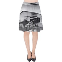 Omaha Airfield Airplain Hangar Velvet High Waist Skirt