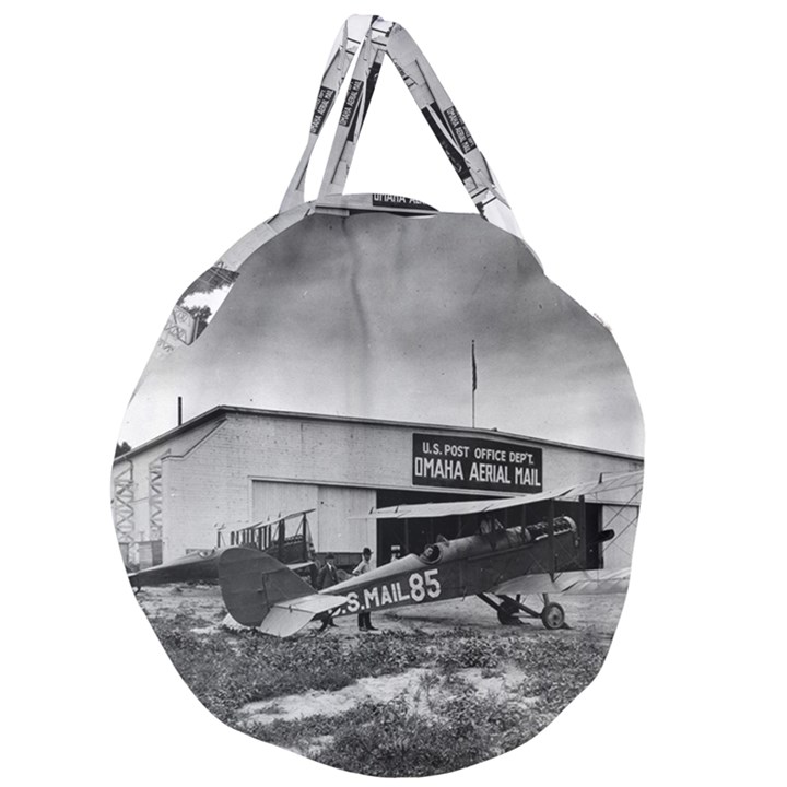 Omaha Airfield Airplain Hangar Giant Round Zipper Tote