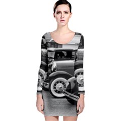 Vehicle Car Transportation Vintage Long Sleeve Bodycon Dress by Nexatart