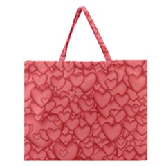 Background Hearts Love Zipper Large Tote Bag by Nexatart