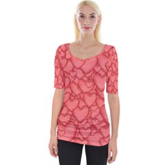 Background Hearts Love Wide Neckline Tee