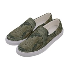 Vintage Background Green Leaves Women s Canvas Slip Ons by Nexatart