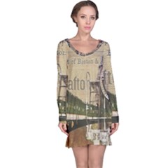 Train Vintage Tracks Travel Old Long Sleeve Nightdress by Nexatart