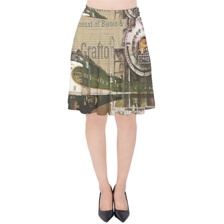 Train Vintage Tracks Travel Old Velvet High Waist Skirt